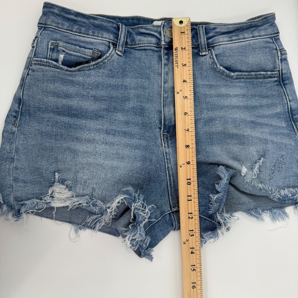 Vervet Jean Shorts Women Large Blue Denim Cut Off Stretch Distressed High Rise - Picture 12 of 14